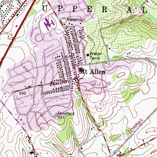 Topographic Map of Mount Allen, PA