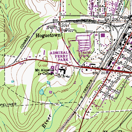 Topographic Map of Mount Aloysius Junior College, PA