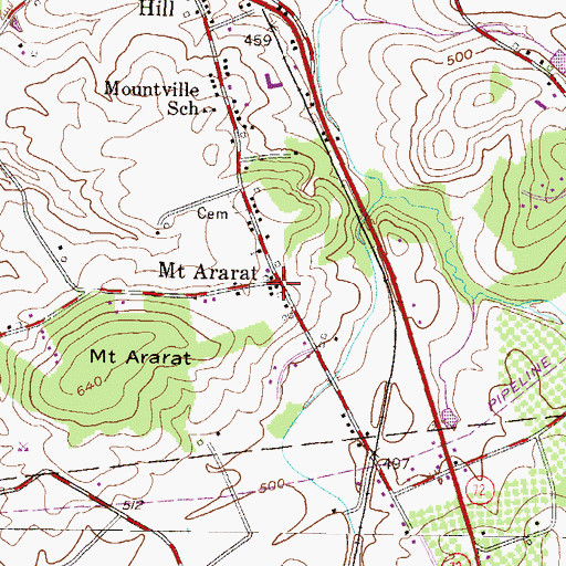 Topographic Map of Mount Ararat, PA