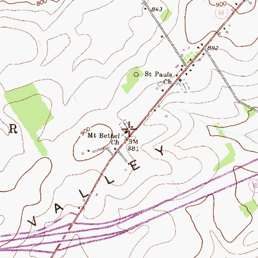 Topographic Map of Mount Bethel Church, PA