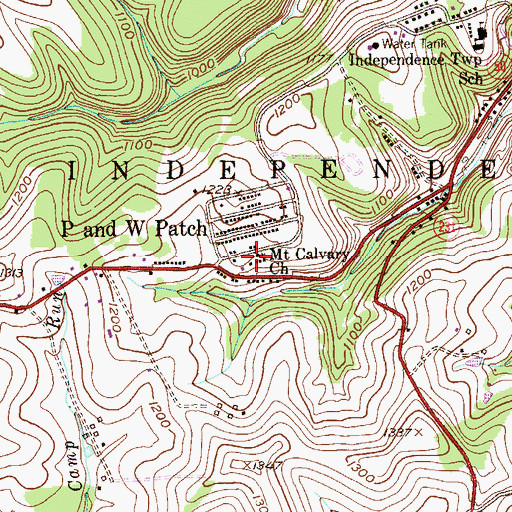 Topographic Map of Mount Calvary Church, PA