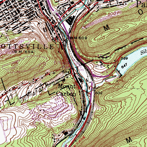 Topographic Map of Mount Carbon, PA