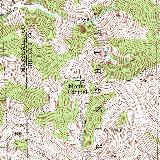 Topographic Map of Mount Carmel, PA