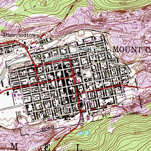 Topographic Map of Mount Carmel, PA