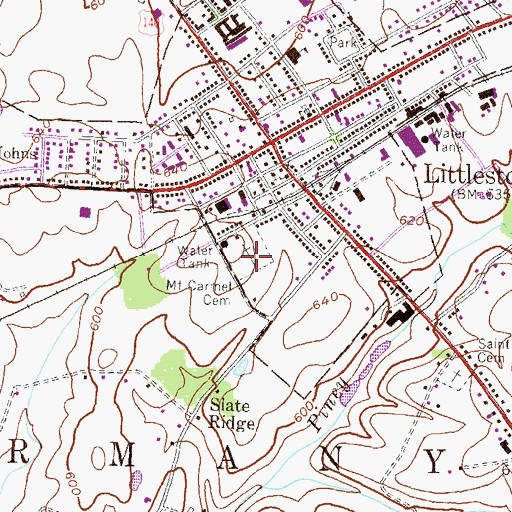 Topographic Map of Mount Carmel Cemetery, PA