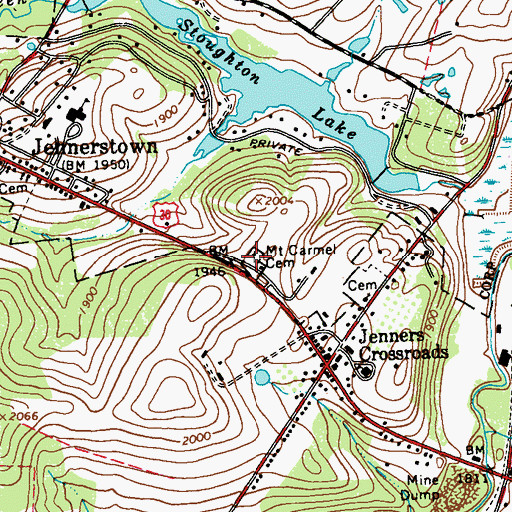 Topographic Map of Mount Carmel Cemetery, PA