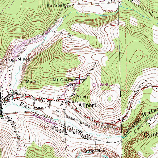 Topographic Map of Mount Carmel Cemetery, PA