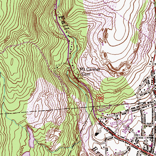 Topographic Map of Mount Carmel Cemetery, PA