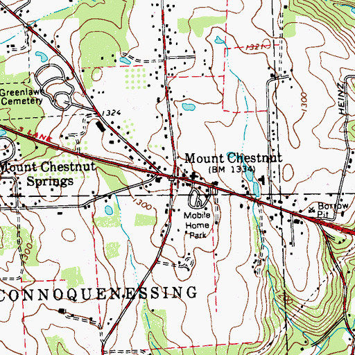 Topographic Map of Mount Chestnut, PA