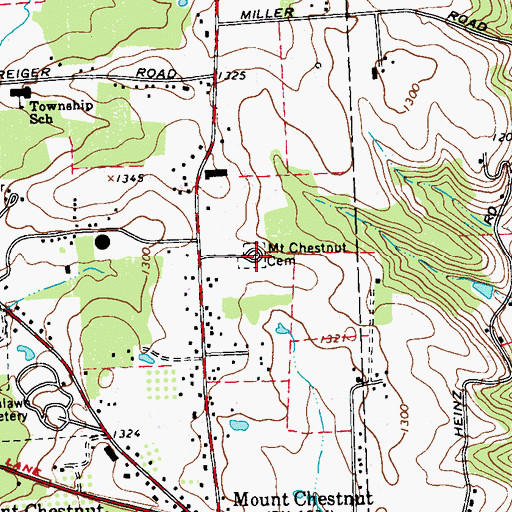 Topographic Map of Mount Chestnut Cemetery, PA