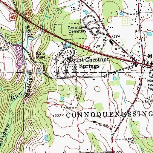 Topographic Map of Mount Chestnut Springs, PA