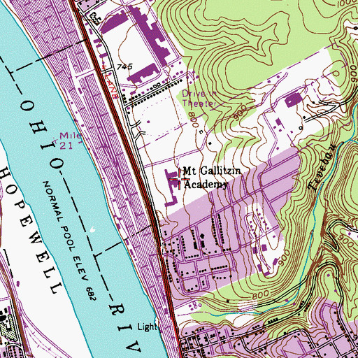 Topographic Map of Mount Gallitzin Academy, PA