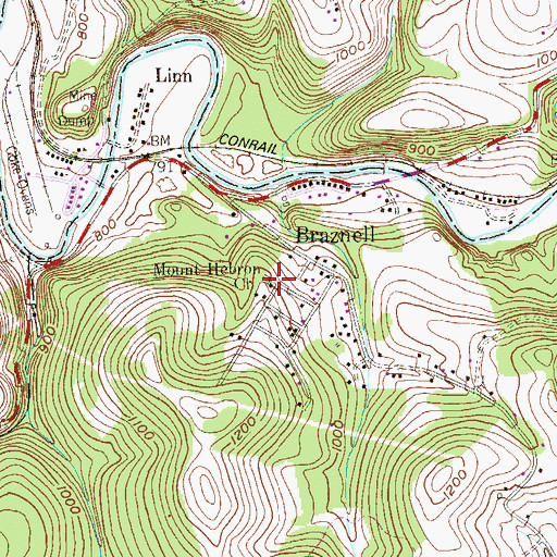 Topographic Map of Mount Hebron Church, PA