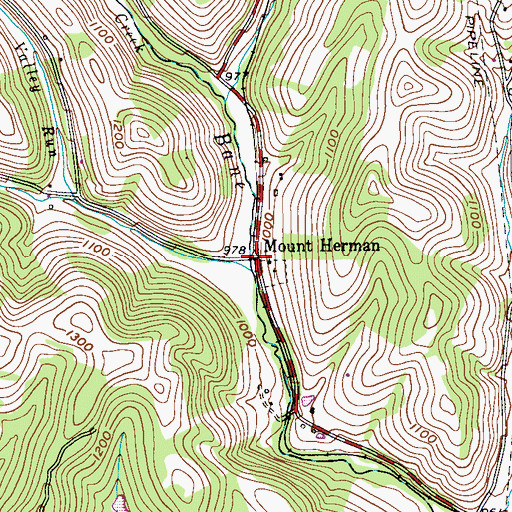 Topographic Map of Mount Herman, PA