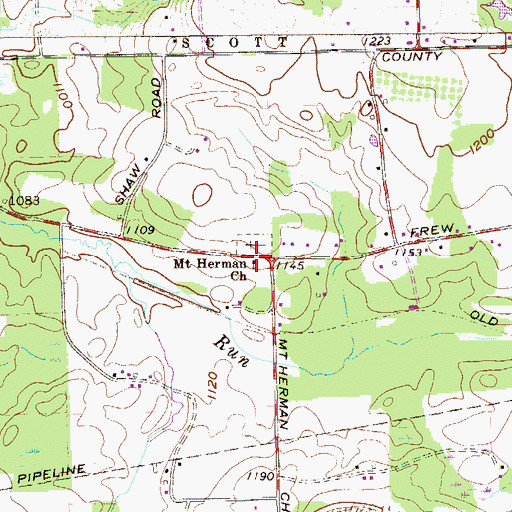 Topographic Map of Mount Herman Church, PA