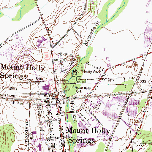 Topographic Map of Mount Holly Park, PA