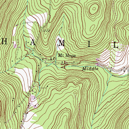 Topographic Map of Mount Hope, PA