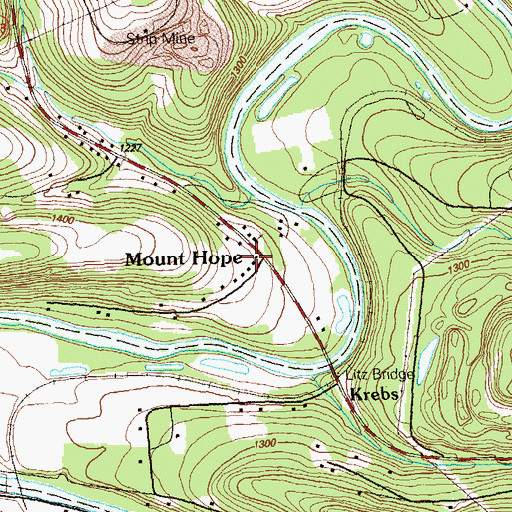 Topographic Map of Mount Hope, PA