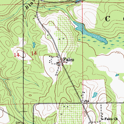 Topographic Map of Falco, AL