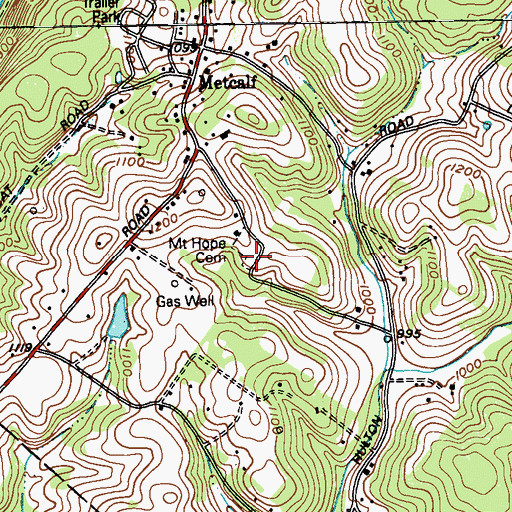 Topographic Map of Mount Hope Cemetery, PA