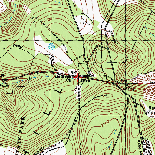 Topographic Map of Mount Hope Church, PA