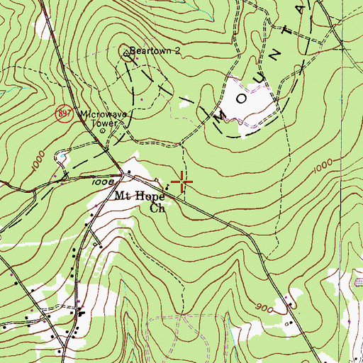 Topographic Map of Mount Hope Church, PA