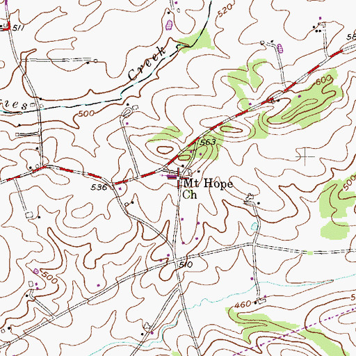 Topographic Map of Mount Hope Church, PA