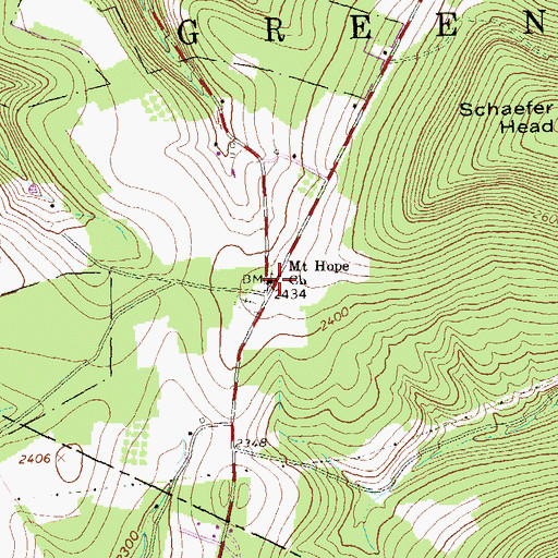 Topographic Map of Mount Hope Church, PA