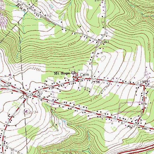 Topographic Map of Mount Hope Church, PA