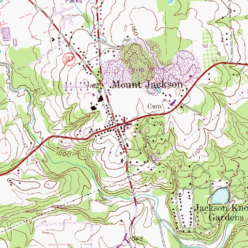 Topographic Map of Mount Jackson, PA