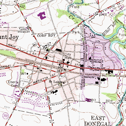 Topographic Map of Mount Joy, PA