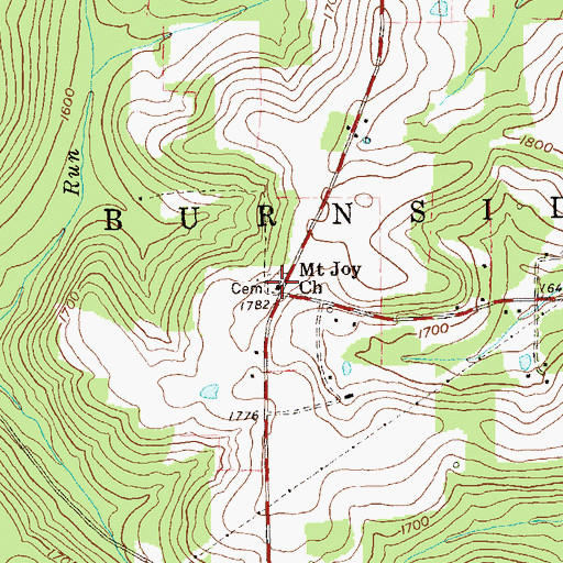 Topographic Map of Mount Joy Church, PA