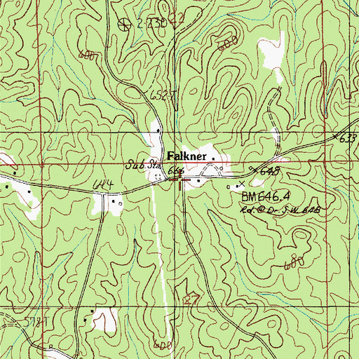 Topographic Map of Falkner, AL