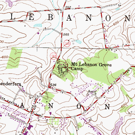 Topographic Map of Mount Lebanon Grove Camp, PA