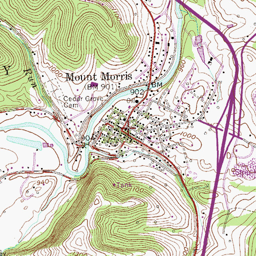 Topographic Map of Mount Morris, PA
