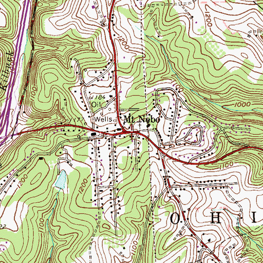 Topographic Map of Mount Nebo, PA