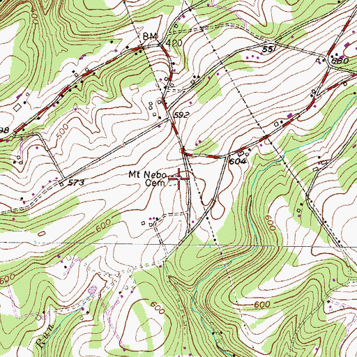 Topographic Map of Mount Nebo Cemetery, PA