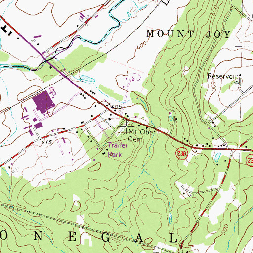 Topographic Map of Mount Ober Cemetery, PA