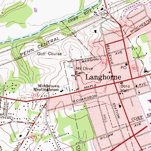 Topographic Map of Mount Olive Cemetery, PA