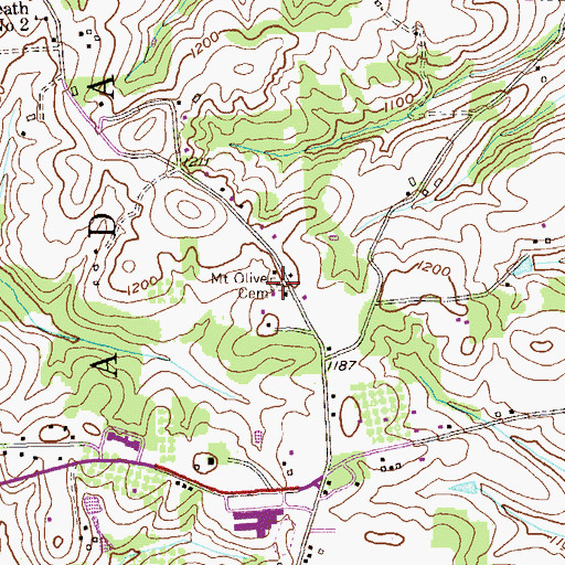 Topographic Map of Mount Olive Cemetery, PA