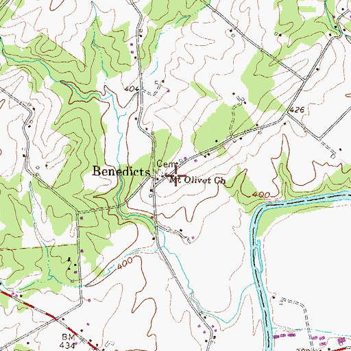Topographic Map of Mount Oliver Church, PA