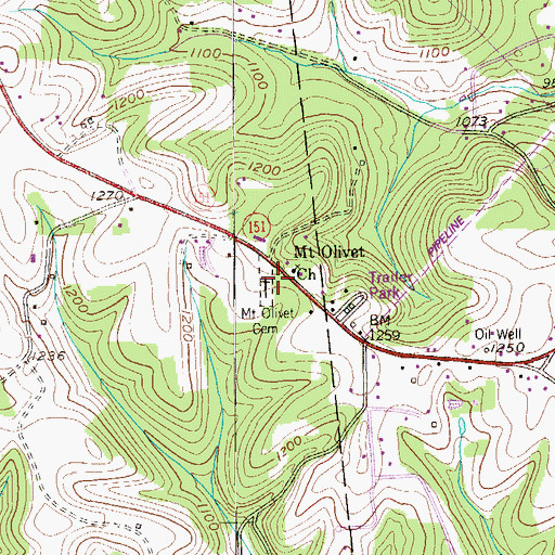 Topographic Map of Mount Olivet / Mount Olivet Presbyterian Church Cemetery, PA