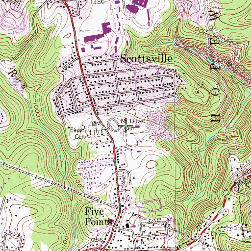 Topographic Map of Mount Olivet / Mount Olivet Catholic Cemetery, PA