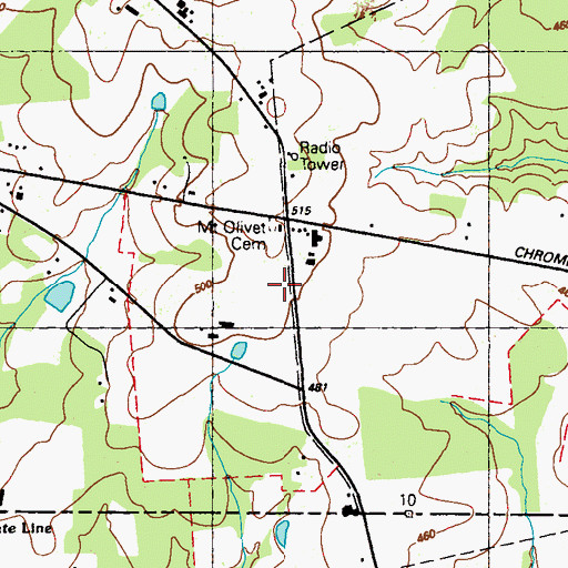 Topographic Map of Mount Olivet Church, PA