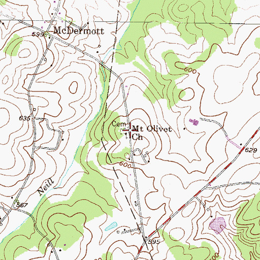 Topographic Map of Mount Olivet Church, PA
