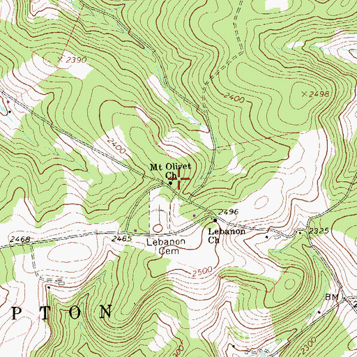 Topographic Map of Mount Olivet Church, PA