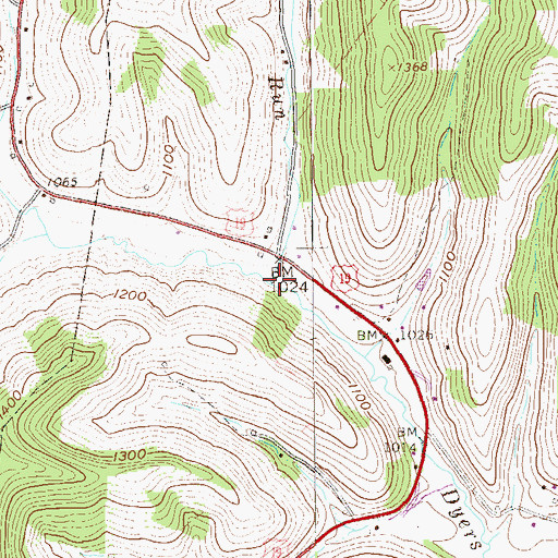 Topographic Map of Mount Phoebe Run, PA