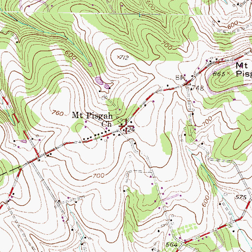 Topographic Map of Mount Pisgah Church, PA