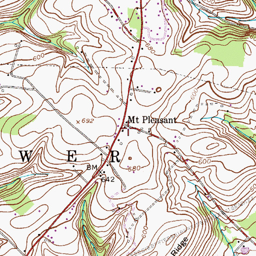 Topographic Map of Mount Pleasant, PA