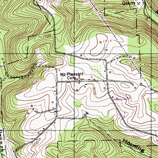 Topographic Map of Mount Pleasant Cemetery, PA